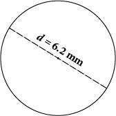 A circle with a dashed line from one edge to the other, labeled d = 6.2 mm.