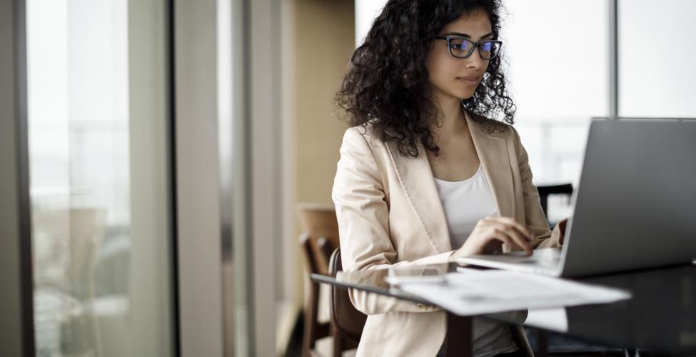 Young professional woman working on her computer