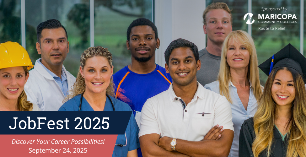 Group of people and words JobFest 2025