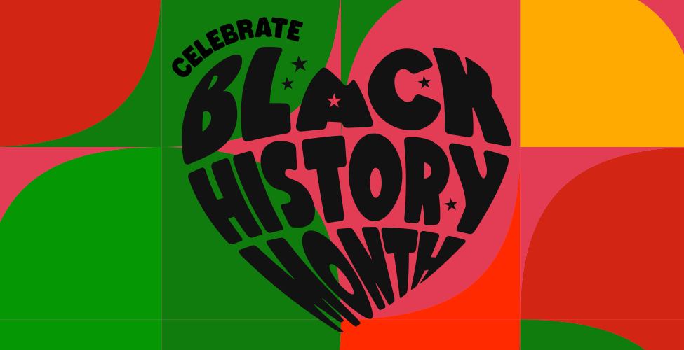 Celebrate Black History Month words in a heart shape