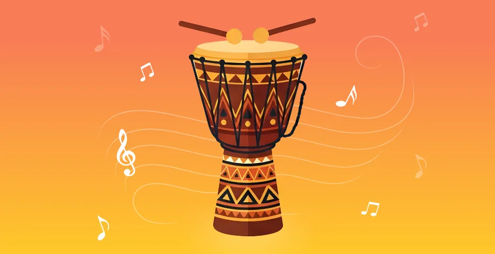 Image of drum with music 