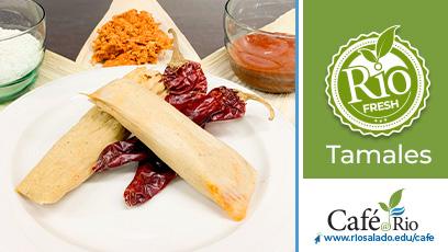 image of tamales with Cafe at Rio logo