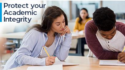 Student looking over the shoulder of another student during a test