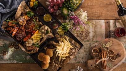 A holiday feast laid out on a table