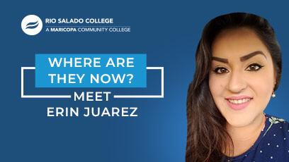 photo of Erin with text "Where are they now alumni profile – Meet Erin Juarez"