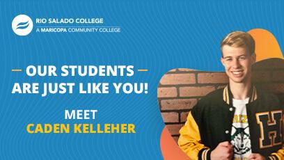 grad image of Caden Kelleher with text "Our students are just like you!"