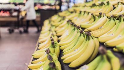 Bananas in a grocery store