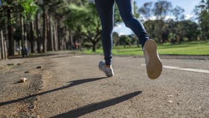 Woman running outside