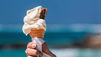 Melting ice cream cone