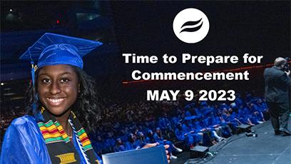 Student holding diploma at commencement. text: Get ready to make your graduation day extra special