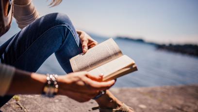 Woman reading outdoors