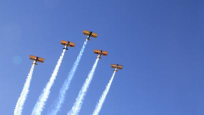 Planes flying in formation.