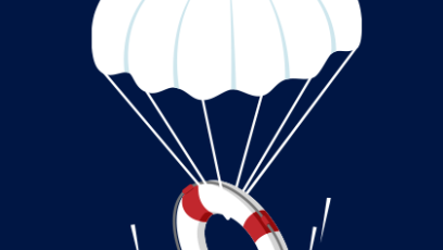 Graphic shows parachute holding raft