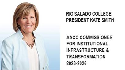 headshot of Kate Smith with text: AACC Commissioner on Institutional Infrastructure & Transformation