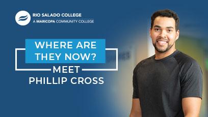 image of Phillip Cross, blue background, text: Where Are They Now? Meet Phillip Cross