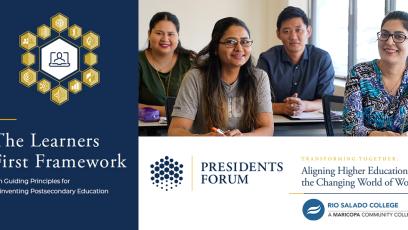 Diverse group of students in classroom smiling. Presidents Forum: Aligning Higher Education to the World of Work