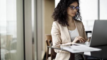 Young woman working on a laptop