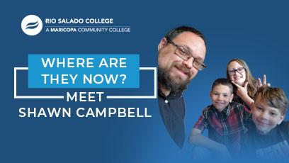 image of Shawn Campbell and his two kids. Text: Where are they now alumni profile – Meet Shawn Campbell