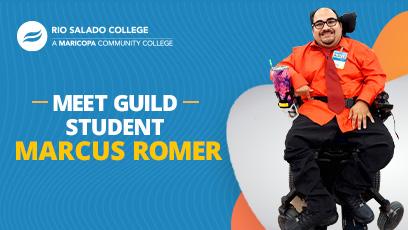 image of Marcus Romer with text: Meet Guild Student Marcus Romer