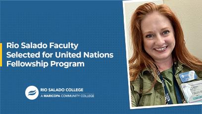 Jennifer Moore poses for the announcement of her UN Fellowship