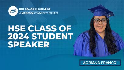 Adriana Franco poses in her cap and gown for the 2024 High School Equivalency HSE graduation ceremony 