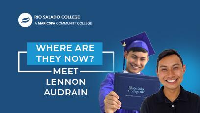 photo of graduate with text: Where are they now? Meet Lennon Audrain