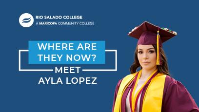 photo of Rio graduate with Rio logo and text: Where are they now? Meet Ayla Lopez