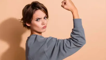 Woman flexing