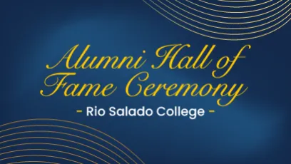 Illustration with words Alumni Hall of Fame Ceremony Rio Salado College