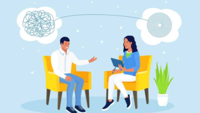 A counselor and patient having a conversation