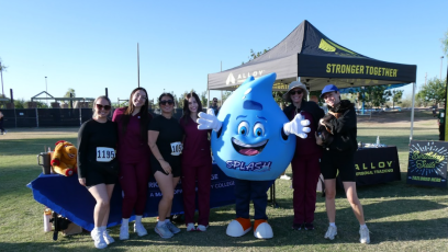 Rio Splash Mascot with Dash with Rio participants