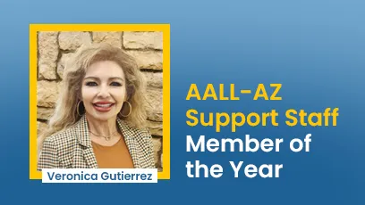 Veronica Gutierrez stands with fellow adult education professionals at the Arizona Department of Education Adult Education Institute in Phoenix. The group poses in front of an Adult Education Services backdrop.