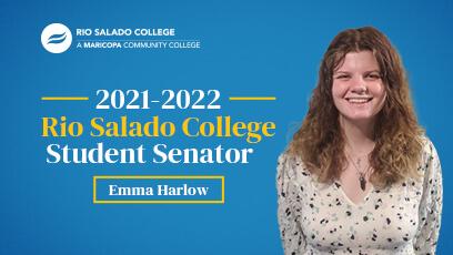 photo of Rio Salado College student senator Emma Harlow with text: 2021-2022 Rio Salado College Student Senator Emma Harlow