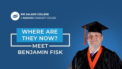 photo of Rio Salado College student Benjamin Fisk. Text: Where Are They Now Alumni Profile - Meet Sgt. Benjamin Fisk