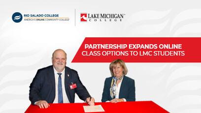 Lake Michigan College President Trevor A. Kubatzke and Rio Salado College President Kate Smith