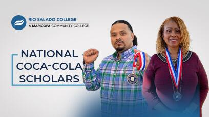 photo of Carolyn Shack and Cordero Holmes with text: National Coca-Cola Scholars