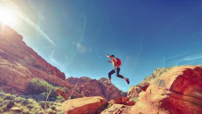 A hiker enjoying the sun