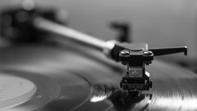 Turntable playing a vinyl record
