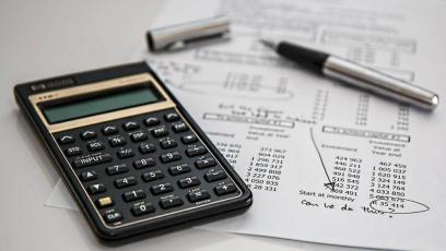 Calculator and paperwork