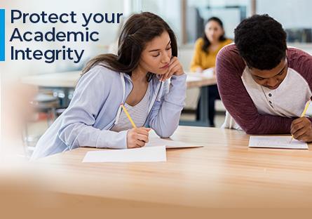 Student looking over the shoulder of another student during a test