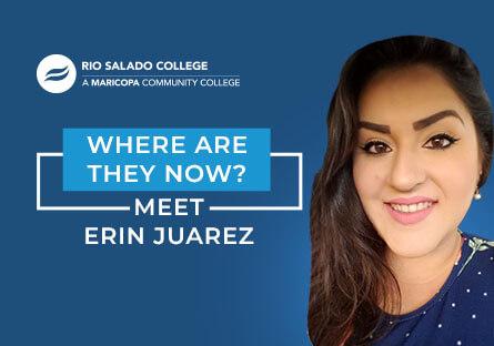 photo of Erin with text "Where are they now alumni profile – Meet Erin Juarez"