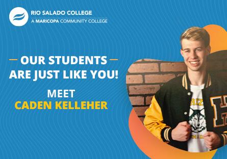 grad image of Caden Kelleher with text "Our students are just like you!"