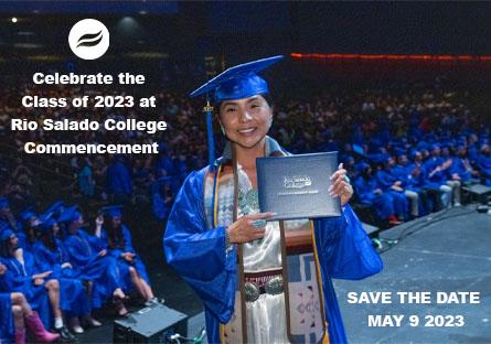 Pictured here is 2022 grad Rochelle Yazzie with text: Save the Date May 9, 2023