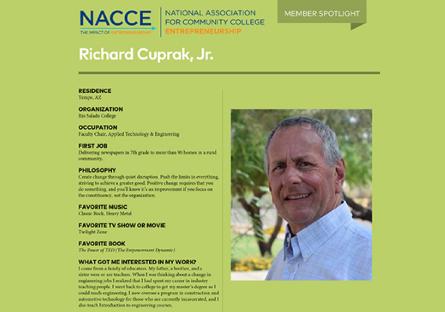 NACCE Member Spotlight featuring Rio Salado’s Faculty Chair of Applied Technology Richard Cuprak
