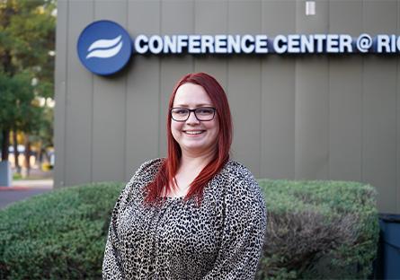 photo of Hillary Broughton outside the Rio Conference Center before the induction ceremony