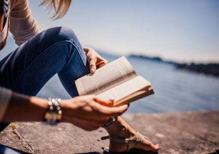 Woman reading outdoors