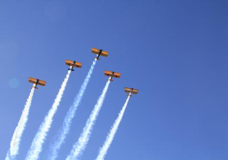 Planes flying in formation.