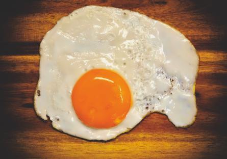 Fried egg on a table