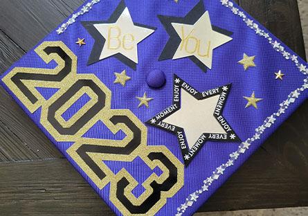 image of Stephanie's decorated cap