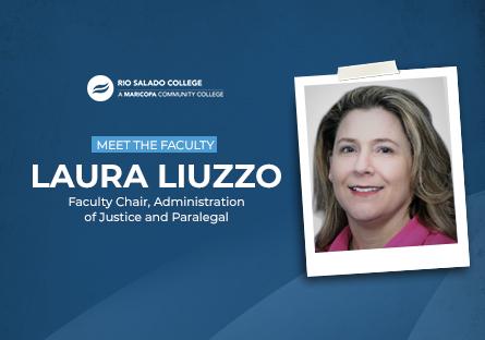 Headshot of new faculty member with text: Meet the Faculty Laura Liuzzo